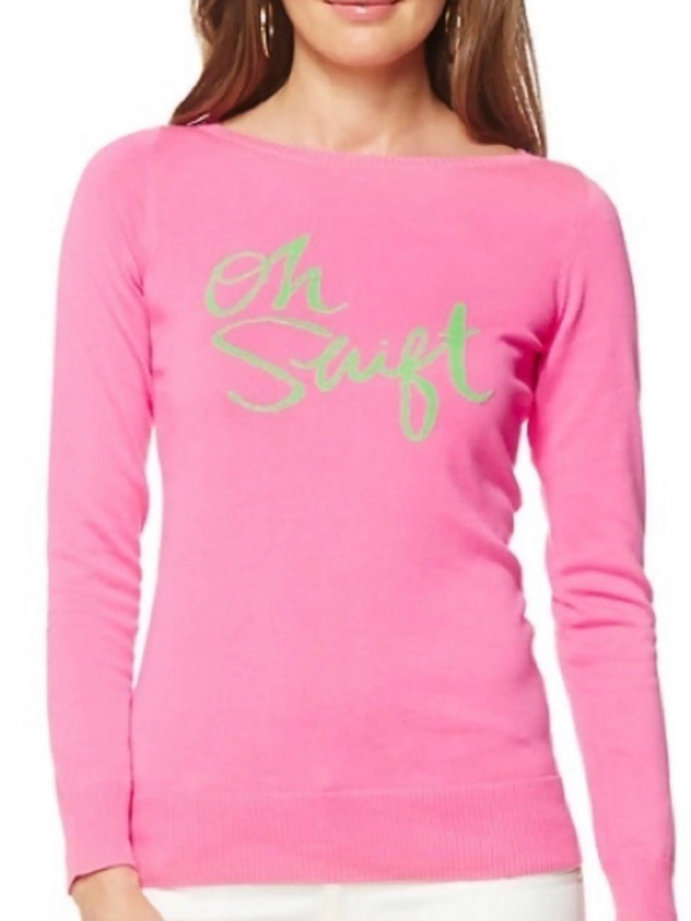 Lilly Pulitzer Preppy Pink & Green Oh Shift Sweater Sz XS